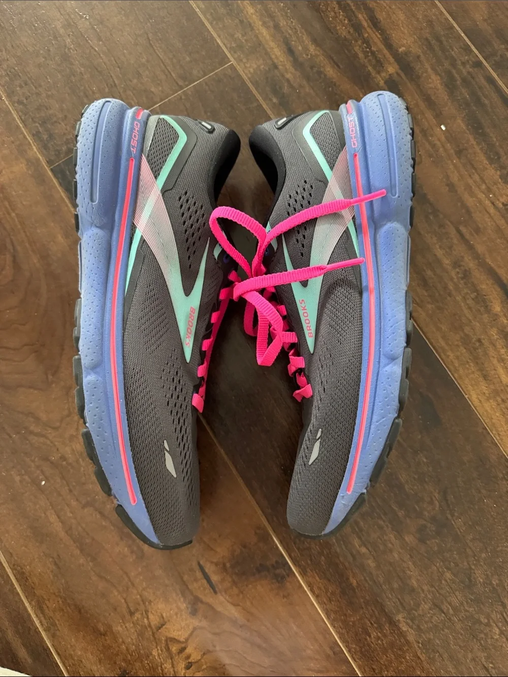 Brooks Women's Ghost 15 Black/Blue/Aruba Athletic Lace Up Nursing Shoes